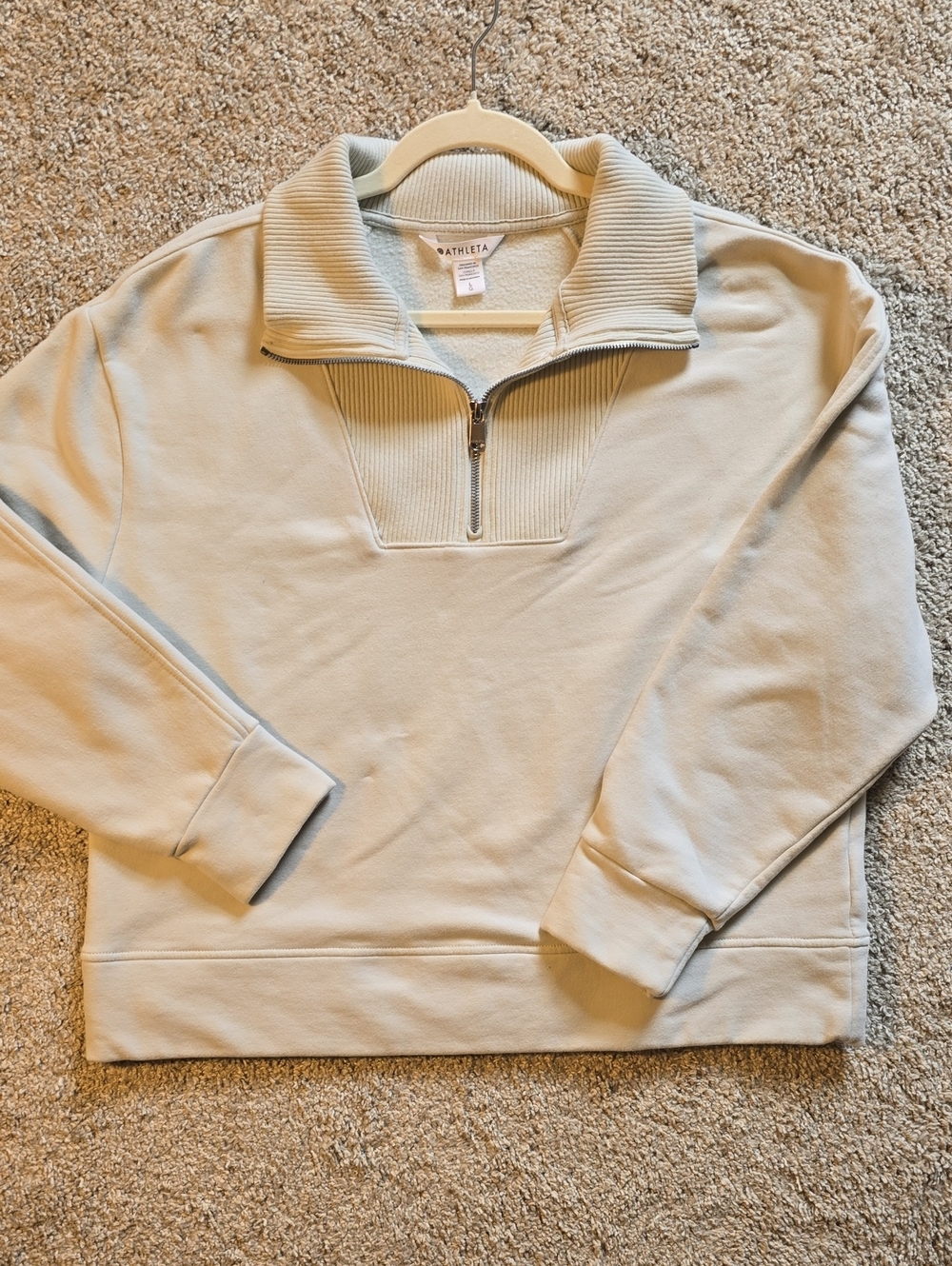 Athleta Women's Light Beige Quarter-Zip Sweater Pullover